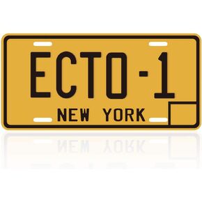 Tin Signs Ghostbusters License Plate Memorabilia, Aluminum, Embossed Replica, Movie Prop Metal Stamped Vanity Number Tag, (ECTO-1)