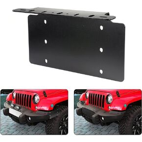 AUXMART License Plate Mounting Bracket Front Bumper LED Light Bar License Plate Bracket Holder Fit for Most Trucks, Pickups, SUV, Jeep, 4x4, Cars