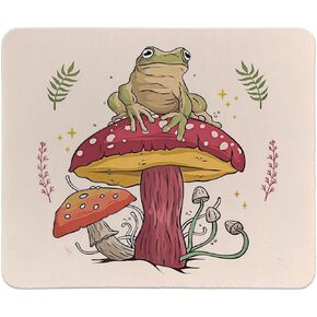 Mushroom Mouse Pad,Frog Mouse Pad,Cottagecore Decor,Mouse Pads for Desk,Small Gaming Mouse Pad,Square Mouse Pad 9.5x7.9 Inch