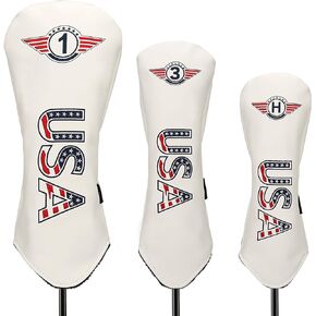 Golf Head Covers Driver Fairway #3#5 Hybrid PU Leather White for Men Women