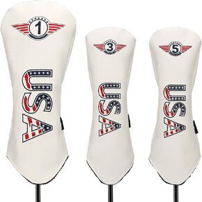 Golf Head Covers Driver Fairway #3#5 Hybrid PU Leather White for Men Women