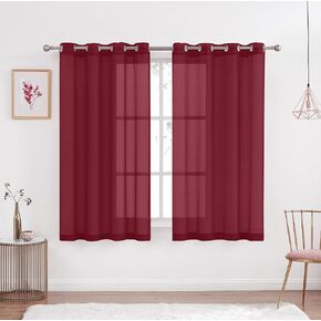 July Joy Semi Linen Look Sheer Curtains for Bedroom, Living Room Grommet Light Filtering Solid Voile Window Curtains, Set of 2 Panels (52 x 84 inch, Yellow) in Kuwait
