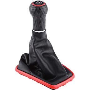 Qiilu 5 Speed Shift Boot Gear Shifter Knob Gaitor Boot Kit for Jetta MK4 1999-2004