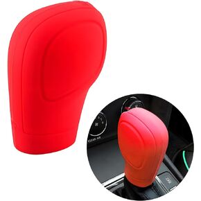 2 PCS Car Automatic Gear Shift Knob Cover, Anti-Slip Waterproof Silicone Vehicle Shifter Boots Cover, Universal Durable Automatic Knob Gear Lever Protective Cover for Truck SUV Car RV (Black)