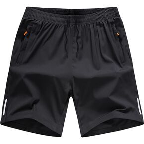 Boys' Loose Fit Athletic Shorts with Zipper Pockets Quick Dry Running Shorts