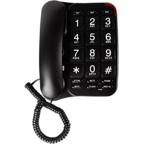 هاتف سلكي بمفتاح كبير، هاتف أرضي سلكي - خط أرضي بمكبر صوت قابل للتعديل، خط واضح كبير بزر هاتف أرضي، سلكي in Kuwait