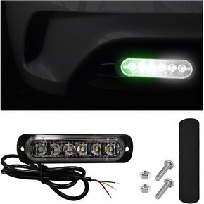 2 PCS LED Emergency Strobe Lights, 6 LED High Brightness Surface Mount Warning Flashing Lights, Universal Vehicle Waterproof Hazard Warning Strobe Lights for Car SUV Truck (Green)