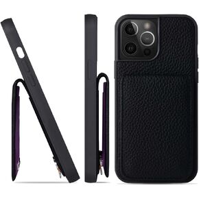 hanatora - Japan iPhone12ProMax Flip case with Card Holder Genuine Leather Phone Cover Stylish Quality case No Magnets Black SCPG-12ProMax-Black