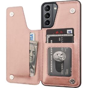 Compatible with Samsung Galaxy S21 Plus Wallet Case with Card Holder, PU Leather Kickstand Card Slots Case, Double Magnetic Clasp and Durable Shockproof Cover 5G 6.7 Inch(Black)