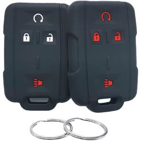 Silicone Rubber Key Fob Cover Compatible with 2012-2021 Chevrolet Colorado Silverado 1500 2500HD 3500HD Suburban Tahoe GMC Canyon Sierra 2500 HD 1500 3500 HD Yukon XL M3N32337100