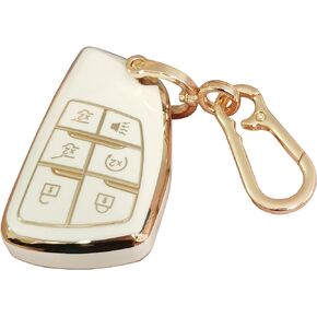 for GMC Key Fob Cover Keyless Remote Smart Key Shell with Keychain Fit for GMC Yukon Chevy Chevrolet Suburban Tahoe GM Buick Encore (5b-Black)
