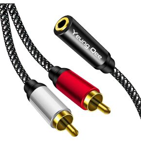 3.5mm Female to 2RCA Male Stereo Audio Y Adapter Cable Compatible for TV,Smartphones, MP3, Tablets,Speakers,Home Theater (10FT/3M)