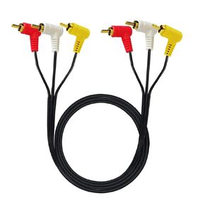 RCA Audio Video Cable, 3RCA Cable - Gold Plated 90 Degree Right Angle 3 RCA Male to Female Audio Video Cable 1.5m/5ft (F to M Bend)