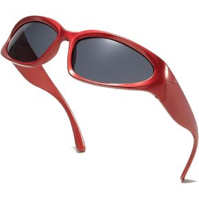 Wrap Around Sports Sunglasses for Men Women Fashion Oval Thick Frame Lightweight Durable Plastic for Outdoor UV400
