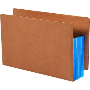 Smead End Tab File Pocket, Reinforced Straight-Cut Tab, 3-1/2" Expansion, Extra Wide Legal Size, Redrope with Blue Gusset, 10 per Box (74679)
