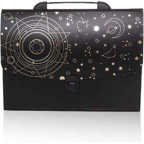 Moon and Stars Accordion File Organizer with Labels - Black Background, 13 Pockets, Zipper Closure, Portable A4/Letter Size Document Organizer Bag in Kuwait