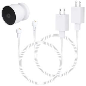 2Pack Power Adapter Compatible with Google Nest Cam Outdoor or Indoor, Battery - 6.5ft/2m Weatherproof Outdoor Charger Cable Power Your Camera Continuously- White