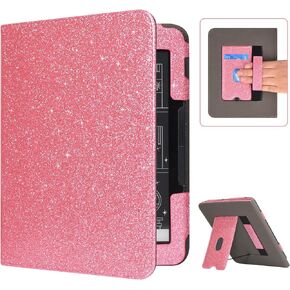Caweet Case for Nook GlowLight 4 Plus 7.8" 2023 Release, Premium PU Leather Foldable Stand Protective Sleeve Cover with Card Slot and Hand Strap, Almond Blossom