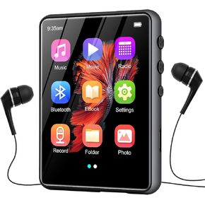 مشغل MP3 مع بلوتوث 5.3، مشغل موسيقى رقمي صغير هاي فاي محمول 2.4 بوصة، جودة صوت هاي فاي، مع كتاب إلكتروني لتسجيل راديو FM، تسجيل مشغل MP3 مع مكبر صوت، يدعم حتى 128 جيجابايت أسود in Kuwait