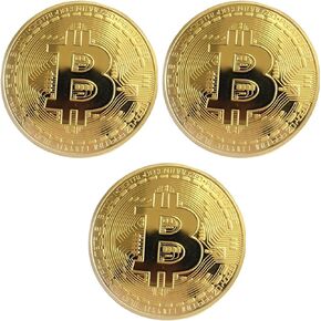 Bitcoin Coin Souvenir with Coin Case, Physical Bitcoin Collection, Gold Plated Bitcoin for Commemoration, Crypto Currency Coin BTC for Gift, Gold Bitcoin Tokens