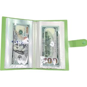 50Page Clear Currency Sleeves, Paper Money World Currency Collection Binder Book, Portable Cash Holders, Bill Holders Money Protectors for Commemorative Banknote, Tickets, Stamp Collecting