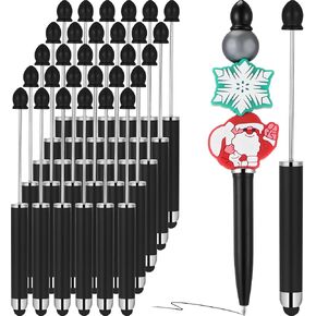 30 قطعة من الأقلام المطرزة مع أطراف قلم بلاستيكية مطرزة DIY Stylus 2 في 1، قلم متعدد الوظائف للمطاط الذي يعمل باللمس قلم حبر جاف للكتابة اليدوية 1.0 مم، حبر أسود، لوازم مكتبية (ملونة) in Kuwait