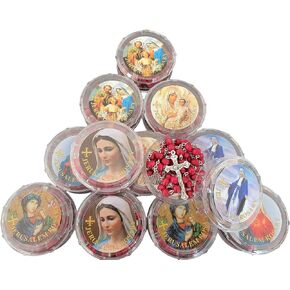 Twelve (12) Rose Scented Catholic Rosaries Necklaces in Gift Boxes