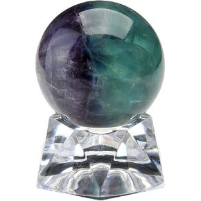 كرة كريستال فلوريت طبيعية من PESOENTH كرة كوارتز خضراء أرجوانية للشفاء من الأحجار الكريمة 30 مم/1.2 بوصة مع قاعدة أكريليك للفنغشوي والتأمل والعرافة وديكور المنزل في صندوق هدايا in Kuwait