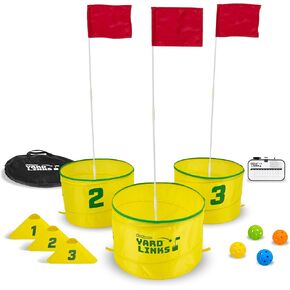 GoSports Yard Links Golf Game with Buckets, Tee Markers and Balls - Choose 3, 6, or 9 Hole Course