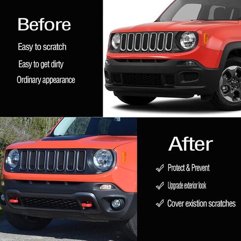 Front Bumper Grill Insert Rings Vent Cover Trim Compatible with Jeep Renegade 2015 2016 2017 2018 Gloss Black (7pcs) in Saudi Arabia