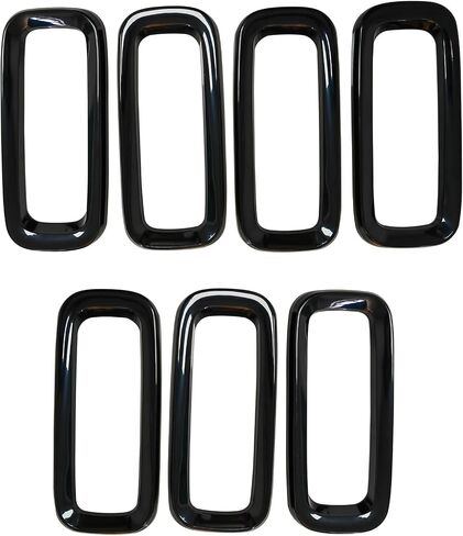 Front Bumper Grill Insert Rings Vent Cover Trim Compatible with Jeep Renegade 2015 2016 2017 2018 Gloss Black (7pcs) in Saudi Arabia