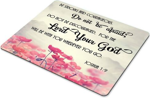 Smooffly Gaming Mouse Pad Custom, Christian Bible Verses Scripture Quotes Joshua-1-9 Pink Flowers Art - Be Strong and Courageous God Be with You in Saudi Arabia