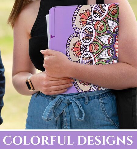 حزمة قيمة لمجلدات ملفات Mandalas - مجموعة من 24 (6 تصميمات) 1/3 علامات تبويب متداخلة، تصميمات جميلة وملونة، لوازم مكتبية، حجم الحروف 9 ½ × 11 ¾ بوصة in Saudi Arabia
