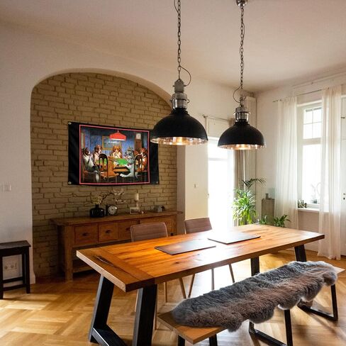 لعبة البوكر الكلاب أوراق اللعب في الهواء الطلق حديقة العلم 3 × 5FT علم البوكر مع الحلقات للمنزل ساحة الفناء ديكور in Kuwait