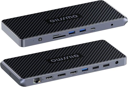 محطة إرساء USB C شاشة ثلاثية، محطة إرساء GIISSMO 15IN1 MacBook Pro لـ M1/M2، Mac، Windows، محطة إرساء الكمبيوتر المحمول شاشة مزدوجة مع HDMI*3، RJ45، 10 جيجابت في الثانية USB*4، PD، USB 3.0 * 3، سائق in Saudi Arabia