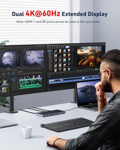 محطة إرساء USB C شاشة ثلاثية، محطة إرساء GIISSMO 15IN1 MacBook Pro لـ M1/M2، Mac، Windows، محطة إرساء الكمبيوتر المحمول شاشة مزدوجة مع HDMI*3، RJ45، 10 جيجابت في الثانية USB*4، PD، USB 3.0 * 3، سائق in Saudi Arabia