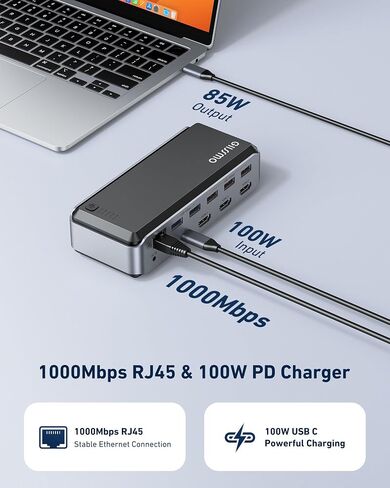 محطة إرساء USB C شاشة ثلاثية، محطة إرساء GIISSMO 15IN1 MacBook Pro لـ M1/M2، Mac، Windows، محطة إرساء الكمبيوتر المحمول شاشة مزدوجة مع HDMI*3، RJ45، 10 جيجابت في الثانية USB*4، PD، USB 3.0 * 3، سائق in Saudi Arabia