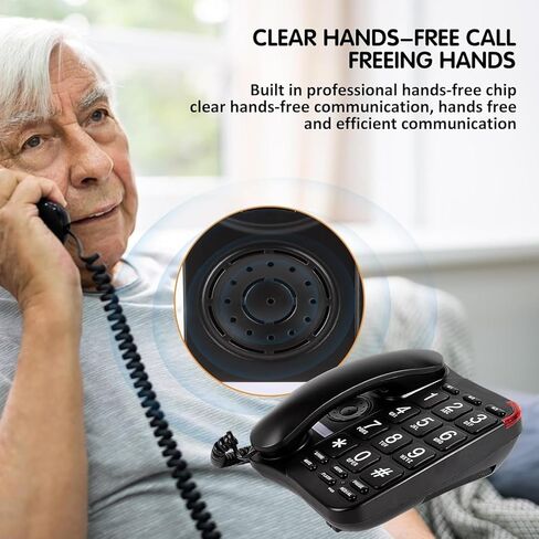 هاتف سلكي بمفتاح كبير، هاتف أرضي سلكي - خط أرضي بمكبر صوت قابل للتعديل، خط واضح كبير بزر هاتف أرضي، سلكي in Kuwait