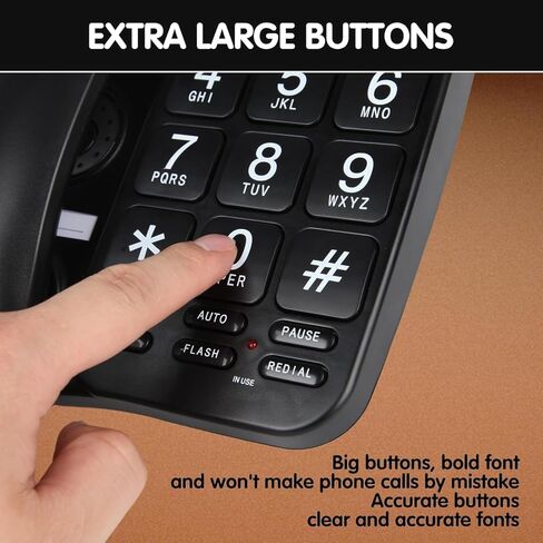 هاتف سلكي بمفتاح كبير، هاتف أرضي سلكي - خط أرضي بمكبر صوت قابل للتعديل، خط واضح كبير بزر هاتف أرضي، سلكي in Kuwait