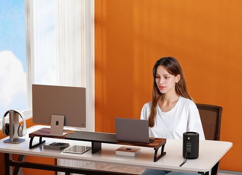 Zimilar Dual Monitor Stand Riser, Large Monitor Stand for Desk, Wood Monitor Riser with Storage for Home Office, Monitor Stands for 2 Monitors, Desktop Organizer Stand for Computer,Laptop,Printer in Kuwait