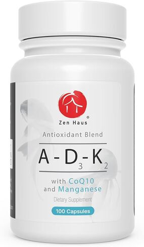 مكمل فيتامين ADK مع مضادات الأكسدة الشبكية - A، D3، K2 (MK-7 غير الصويا) وE مع CoQ10 وحمض ألفا ليبويك - للرؤية والعظام القوية والأسنان ودعم المناعة - مركب D3 5000 وحدة دولية in Kuwait