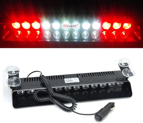 wecade® 12 واط 12 المصابيح سيارة شاحنة الطوارئ ستروب ضوء فلاش ضوء تحذير الزجاج الأمامي (أحمر / أبيض) in Saudi Arabia