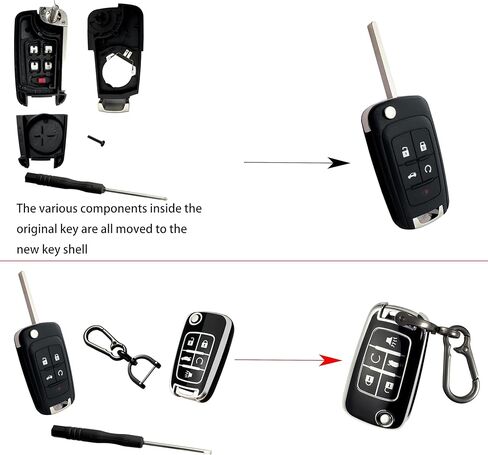 Key Fob Shell for Chevy 2014-2016 Malibu,2011-2016 Cruze,Entry Remote Key Fob with Key Cover Keychain for 2010-2019 Equinox,2012-2017 Sonic,2014-2019 Impala,SS,Camaro in Kuwait