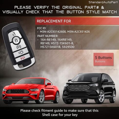 StandardAutoPart Replacement Smart Key Remote Keyless Entry Shell Case Compatible with Ford Fusion Explorer Edge Mustang Expedition M3N-A2C93142600 (e-Key) in Saudi Arabia