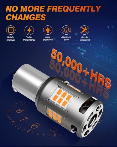 NOVSIGHT 2023 ترقية 7507 1156 (150 درجة) BAU15S LED مصابيح إشارة الانعطاف أصفر كهرماني، 5000LM فائق السطوع، تبريد أفضل مع مروحة، مضاد للفلاش PY21W 12496 7507AST 2641A LED لمبات، قطعتان in Kuwait