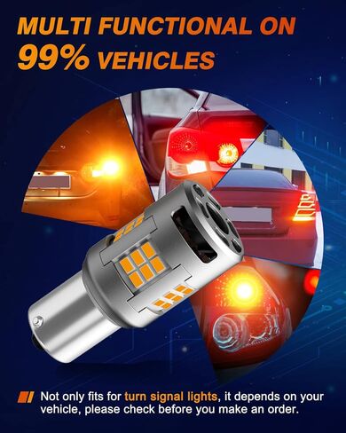 NOVSIGHT 2023 ترقية 7507 1156 (150 درجة) BAU15S LED مصابيح إشارة الانعطاف أصفر كهرماني، 5000LM فائق السطوع، تبريد أفضل مع مروحة، مضاد للفلاش PY21W 12496 7507AST 2641A LED لمبات، قطعتان in Kuwait