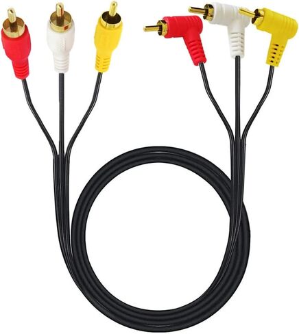 كابل فيديو صوت RCA، كابل 3RCA - زاوية قائمة 90 درجة مطلية بالذهب 3 كابل فيديو صوت RCA ذكر إلى أنثى 1.5 متر/5 قدم (F إلى M Bend) in Saudi Arabia