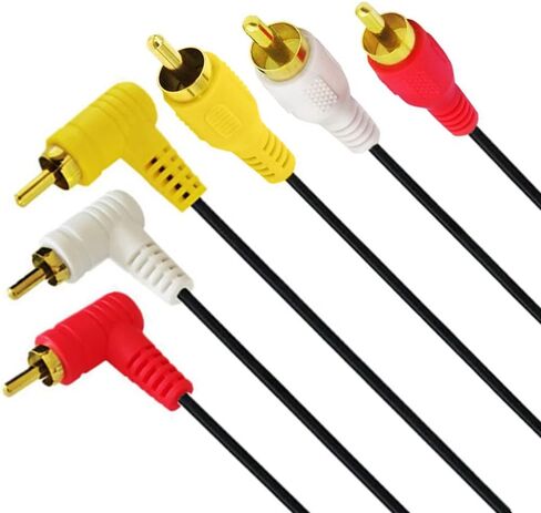 كابل فيديو صوت RCA، كابل 3RCA - زاوية قائمة 90 درجة مطلية بالذهب 3 كابل فيديو صوت RCA ذكر إلى أنثى 1.5 متر/5 قدم (F إلى M Bend) in Saudi Arabia