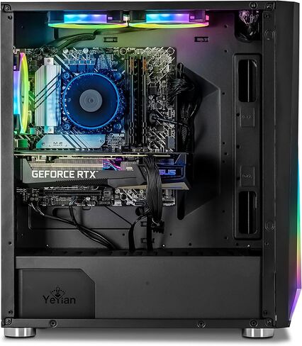 كمبيوتر الألعاب YEYIAN Kunai - Intel الجيل الثاني عشر i5-12400F GeForce RTX 3060 Ti Gaming PC Desktop، 1 تيرابايت NVMe SSD، 16 جيجابايت DDR4 3200 ميجاهرتز RAM، Win 11 Home، USB-C 3.2، WiFi 6، 650 واط PSU، 3 مراوح ARGB in Kuwait