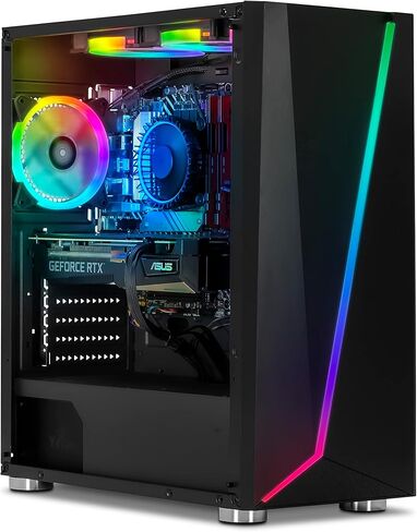 كمبيوتر الألعاب YEYIAN Kunai - Intel الجيل الثاني عشر i5-12400F GeForce RTX 3060 Ti Gaming PC Desktop، 1 تيرابايت NVMe SSD، 16 جيجابايت DDR4 3200 ميجاهرتز RAM، Win 11 Home، USB-C 3.2، WiFi 6، 650 واط PSU، 3 مراوح ARGB in Kuwait